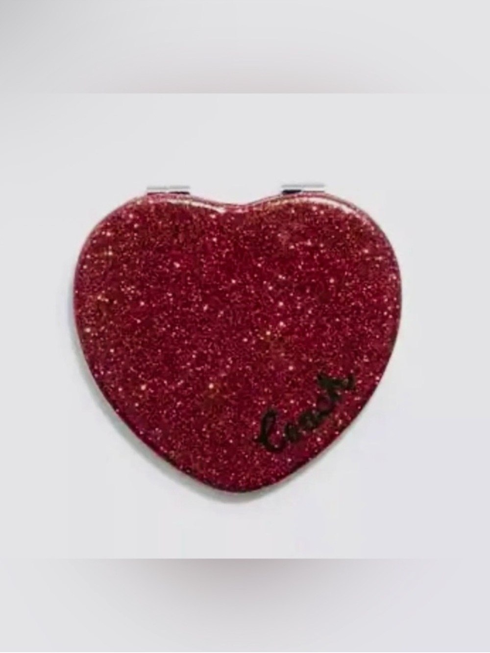 Coach Heart-Shaped Glitter Compact Mirror - Red